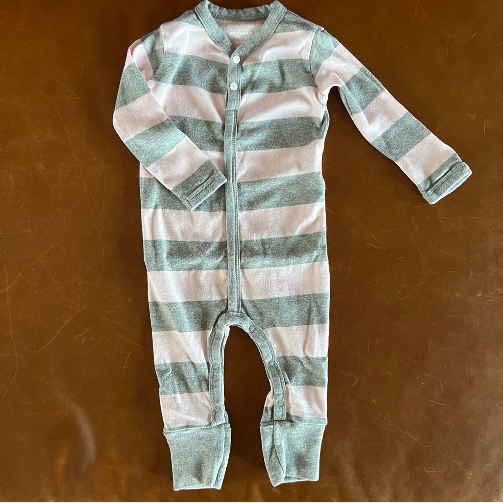 BURTS BEES Rugby Stripe Romper, 6-9mo - Picture 7 of 7